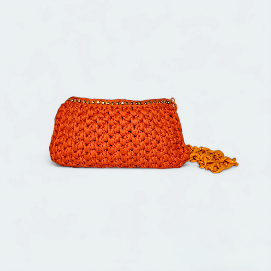 Orange Crotchet Purse With Strap